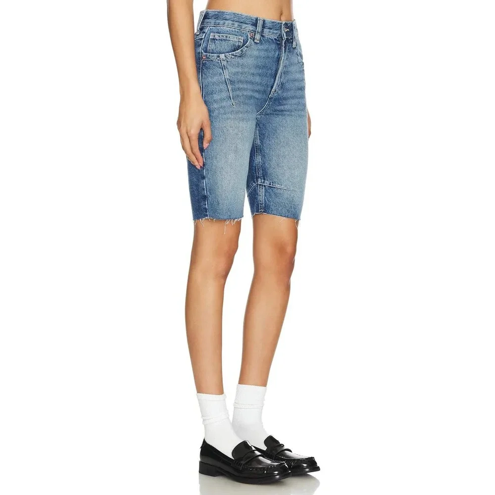 Free People x We the Free Ghost Town High Rise Long Shorts‎ Blue Size 27 NWT